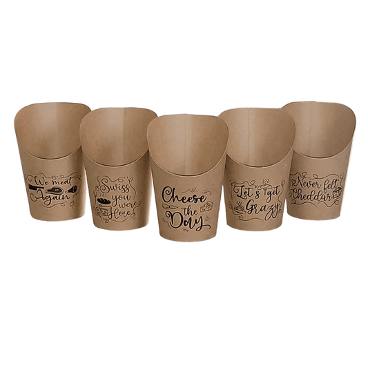 12oz Charcuterie Cups, Kraft French Fry Holder, Disposable Cardboard Paper Appetizer Cups, Wedding Snack Cups, Bridal Party Cups, Set of 50 - Cuts & Nibbles