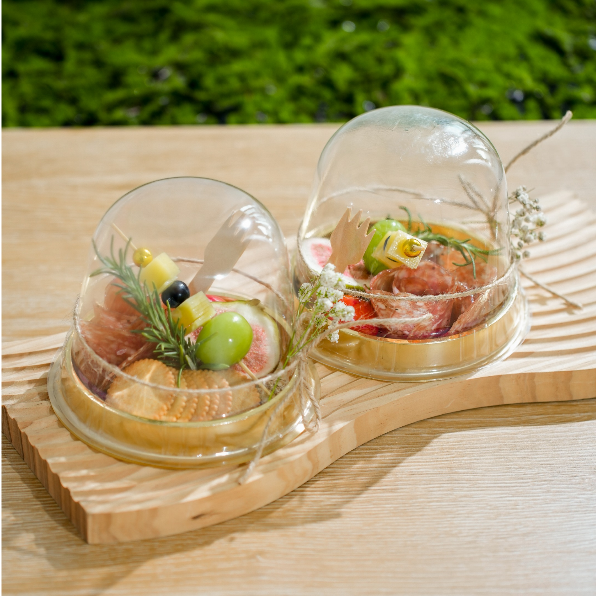 Charcuterie Cake Dome Containers with Wooden Forks and Picks for Party Favor Cups, Wedding, Birthday, Catering Event, or Party