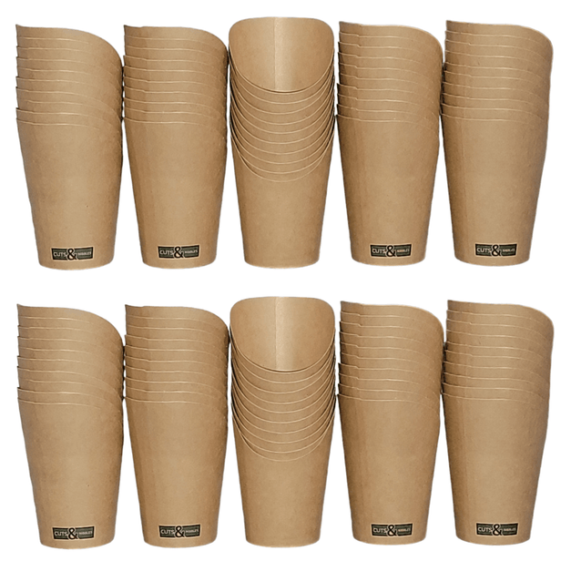 Generic Brown 12oz Charcuterie Cups, Kraft French Fry Holder, Disposable Cardboard Paper Appetizer Cups, Wedding Snack Cups, Bridal Party Cups, Set of 100 - Cuts & Nibbles